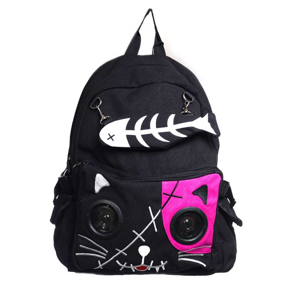 Banned - Kitty Speaker Backpack - Black/Pink